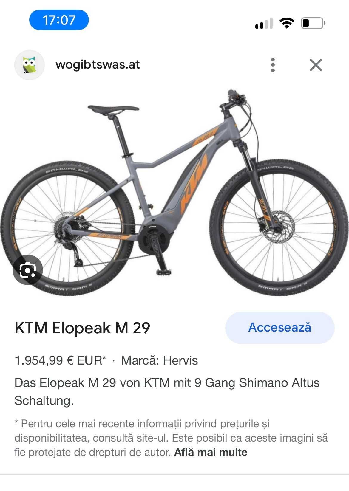 Vand Bicicleta electrica KTM pe 27,5