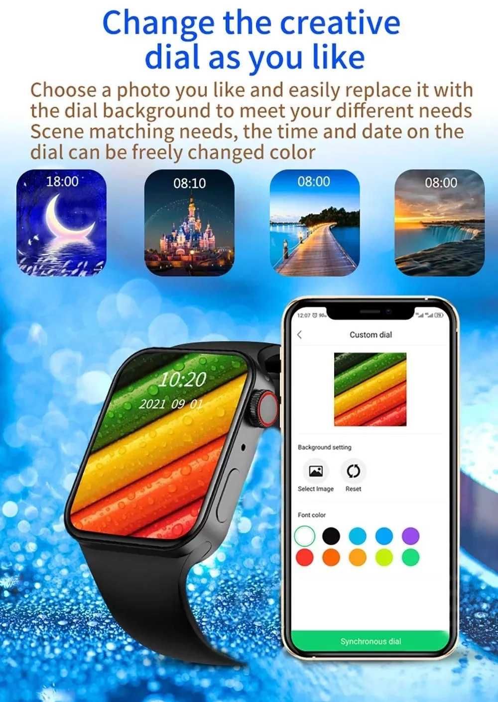 Ceas smartwatch seria 7 compatibil Android si IOS