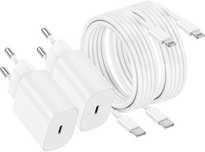 Нов комплект от 2 зарядни за Iphone 20w Lightning