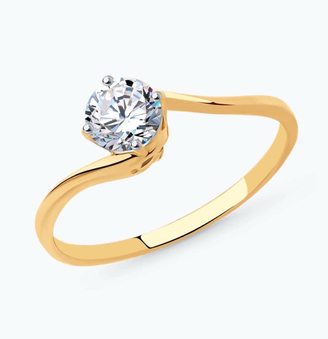 Кольцо 16 размер,золото 585,фианит камушек,Sokolov