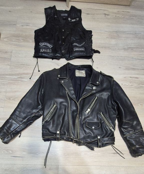 Кожено яке Камел и кожен елек