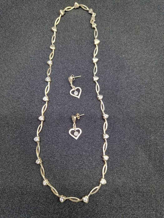 Сребърнa Огърлица Твърди Везна и Обици проба 925