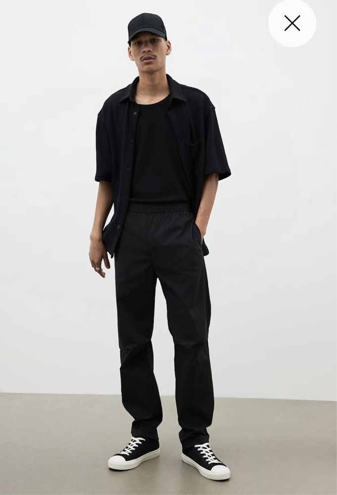 Мъжки панталон черен от памук h&m regular fit