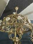 Candelbru/lustra/bronz masiv/portelan