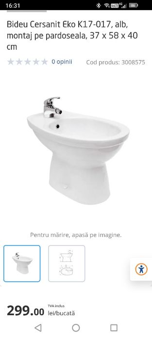 Vand bideu cersanit eko nou nout