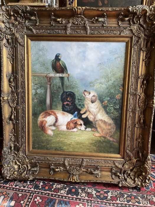 Superb tablou-cromolitografie pe panza-rama de exceptie-Spania