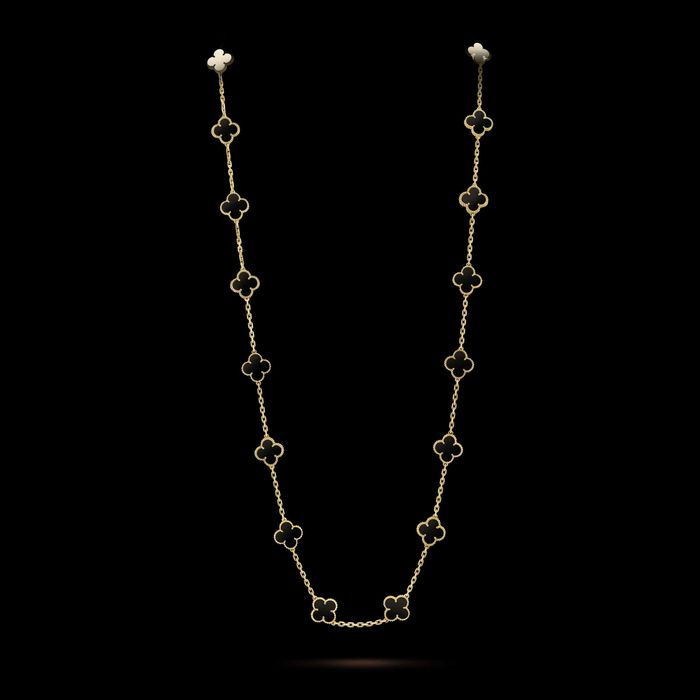 Van Cleef & Arpels VCA Silver Black 20 Motifs Alhambra Дамско Колие