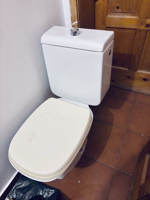 Монолитна бяла тоалетна чиния с казанче