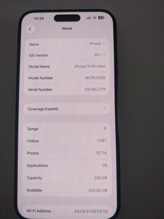 iPhone 15 Pro Max – 256GB – Perfect funcțional