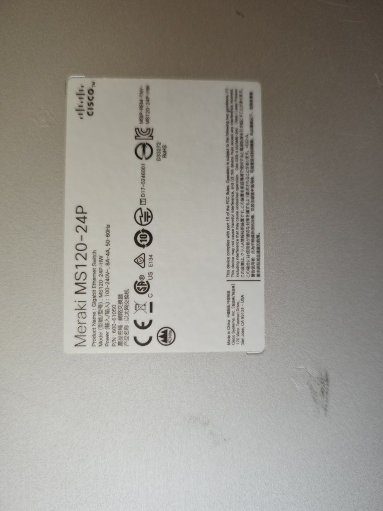 Switch Cisco Meraki MS120-24P - Unclaimed