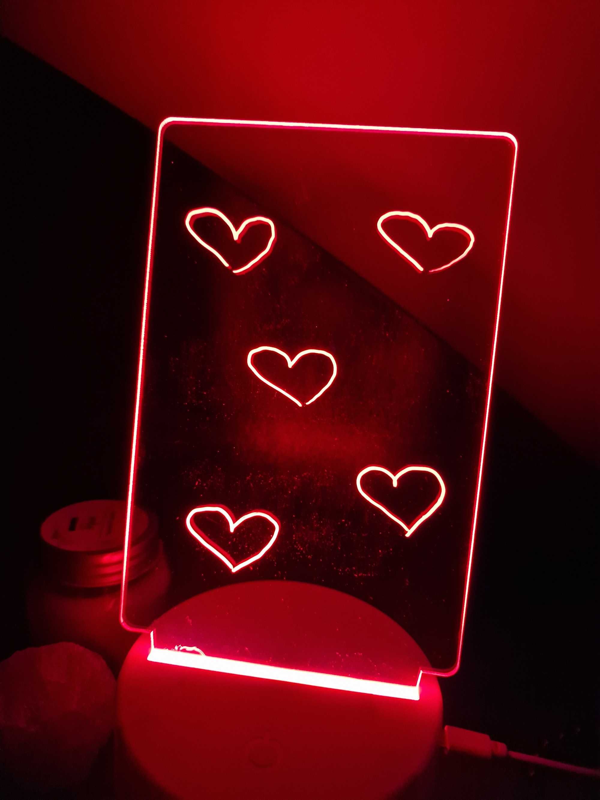 3D LED Нощна лампа в седем цвята с дъска за бележки