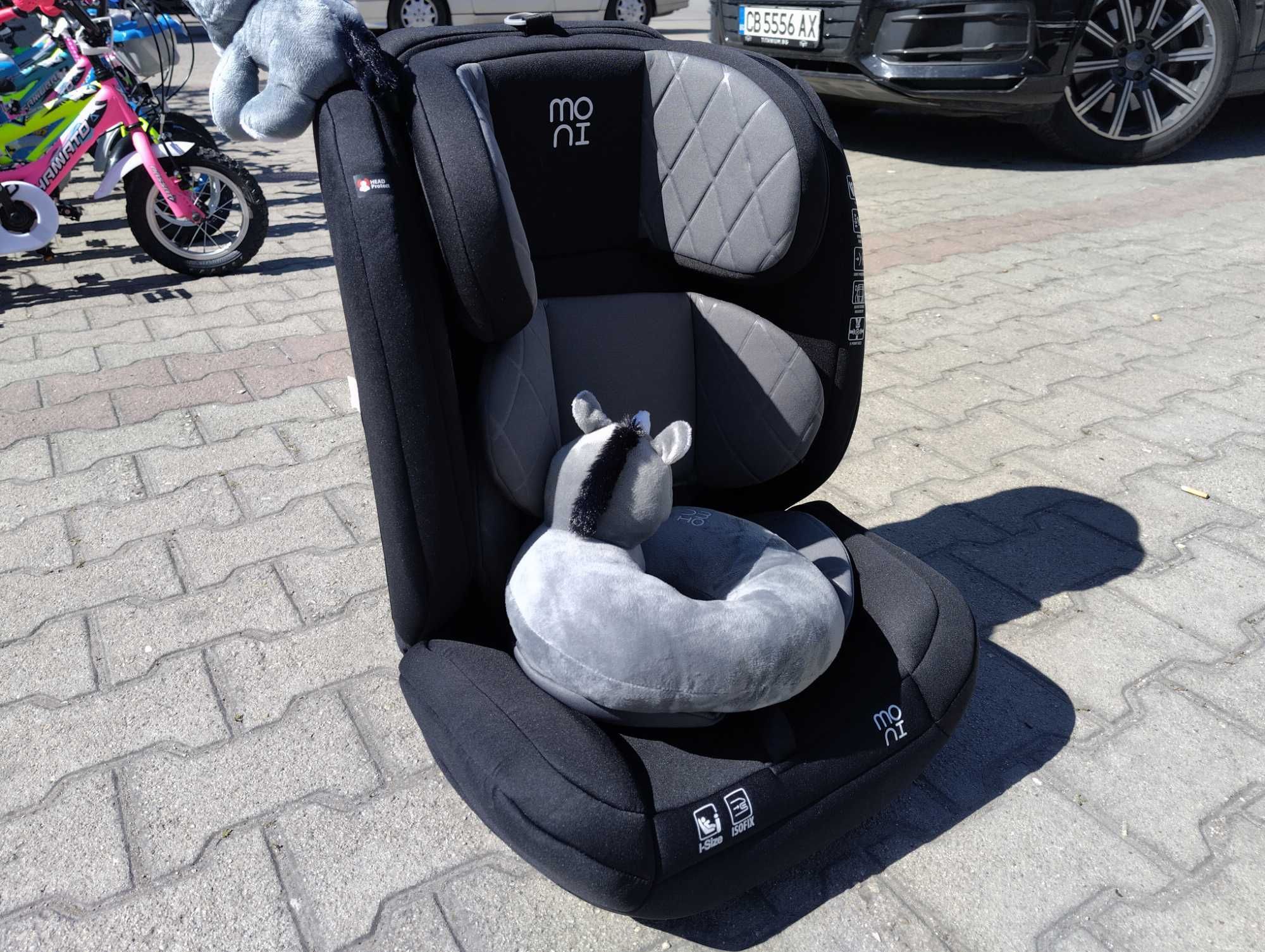 MONI Стол за кола I-SIZE I-SAFE ISOFIX (76-150 см) сив