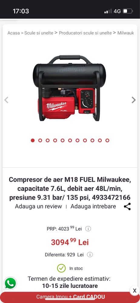 Compresor de aer M18 FUEL Milwaukee
