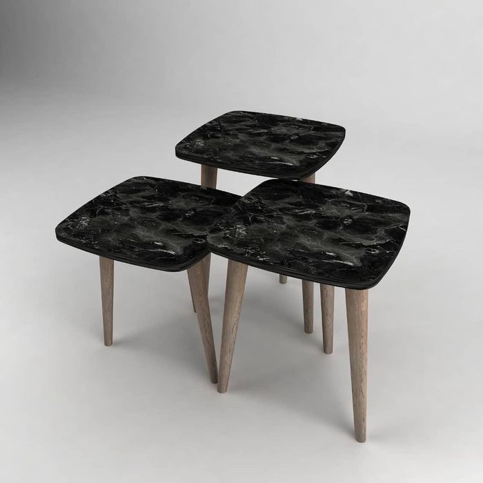 Комплект от три броя маси с мраморен ефект от MDF плот