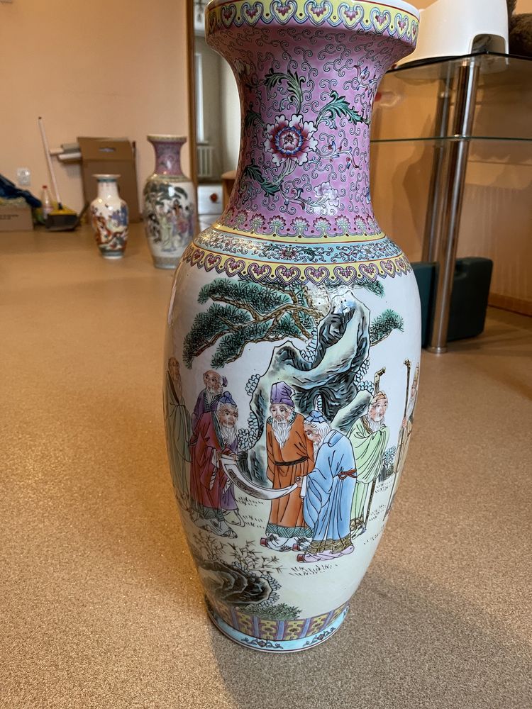 Напольная антикварная китайская ваза Сацумо в стиле «мориаж»