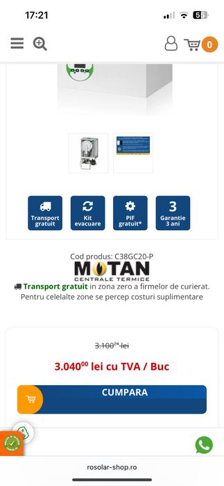 Centrala noua sigilata motan 21kw
