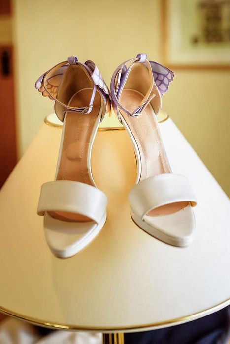 Sandale piele naturala mireasa cu fluturi