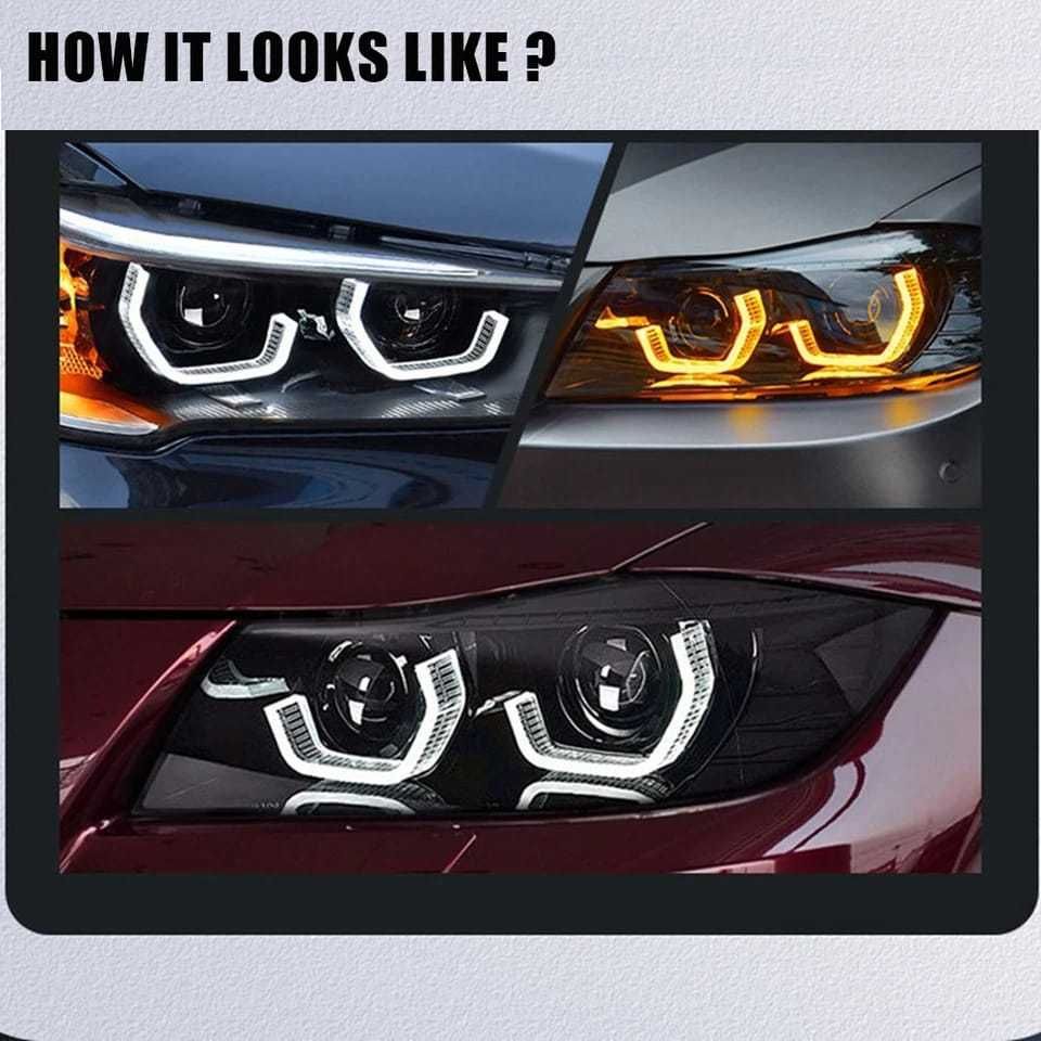 Set inele rectangulare DRL / lumina de zi si semnalizare lupe 3 inchi