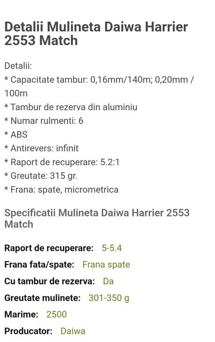 Mulineta daiwa harrier