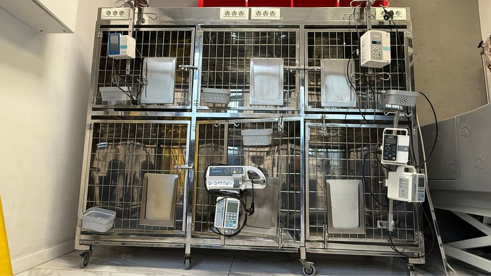 Baterie de cuști veterinare din inox