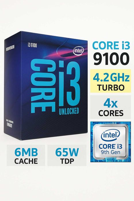 Protsessor Core i3 9100 9th-gen holati ideal +kafolat