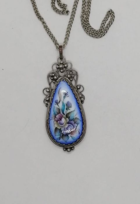 Финифть СССР, старинное колье ,мельхиор, серебро