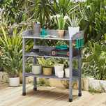 Masa gradinarit lemn brad 77x37x90 cm cu rafturi |YT 592913 Gray