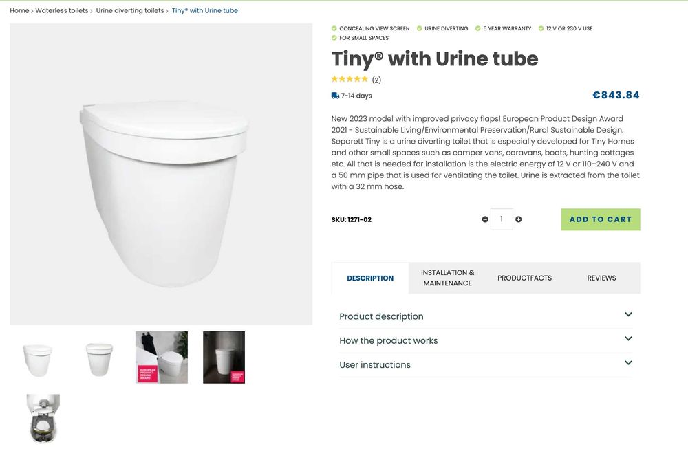 Сепаретна суха тоалетна Separett Tiny