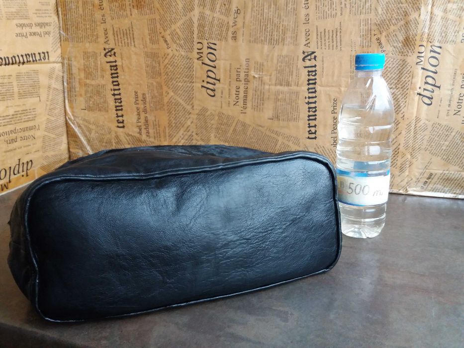 дамска чанта,черна малка кожена торба-естествена кожа и косъм