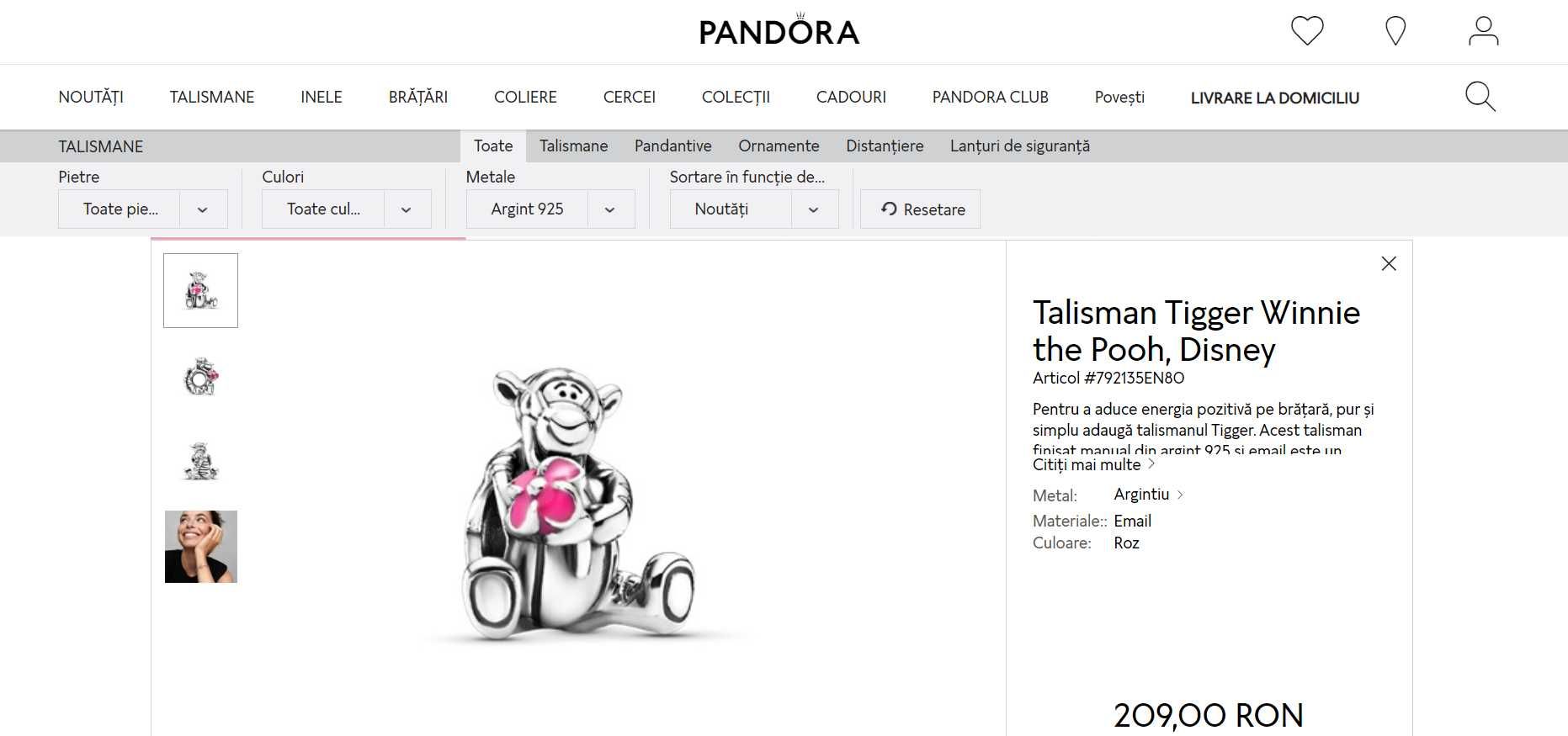 Talisman / charm Tigger Winnie the Pooh pentru bratara Pandora