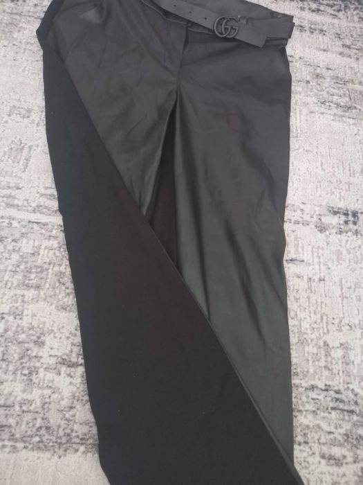 нов официален пантолон кожа и плат размер 42