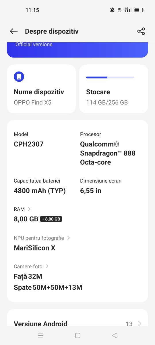 Oppo find x5 5G 8gb ram  256gb