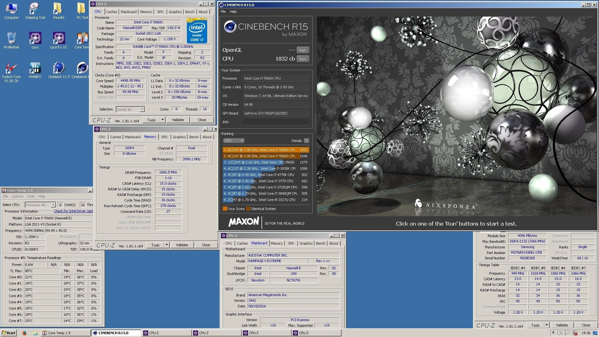 Procesor gaming i7 5960X turbo 3.5GHz 16 thread socket 2011 V3