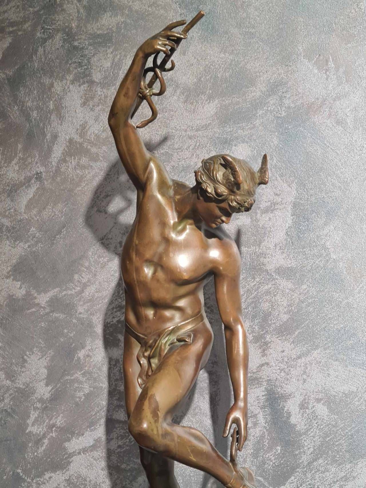 Sculptura din bronz patinat, ''Depart de Mercure'', Piedestal Napoleon