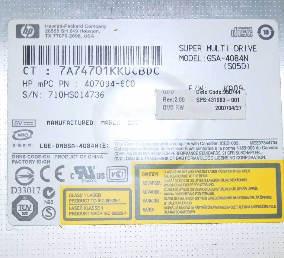 Super Multi DVD Writer HP pentru Laptop