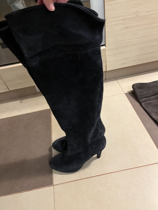 Ботуши от естествен велур тъмно сини и кафяви, номер 39