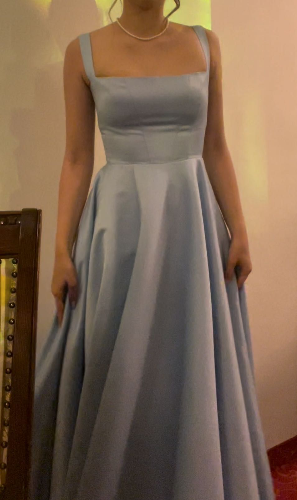 Rochie lunga albastra cu slit