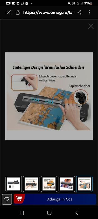 Laminator A3/A4, 10 folii, taietor integrat, negru, 220V