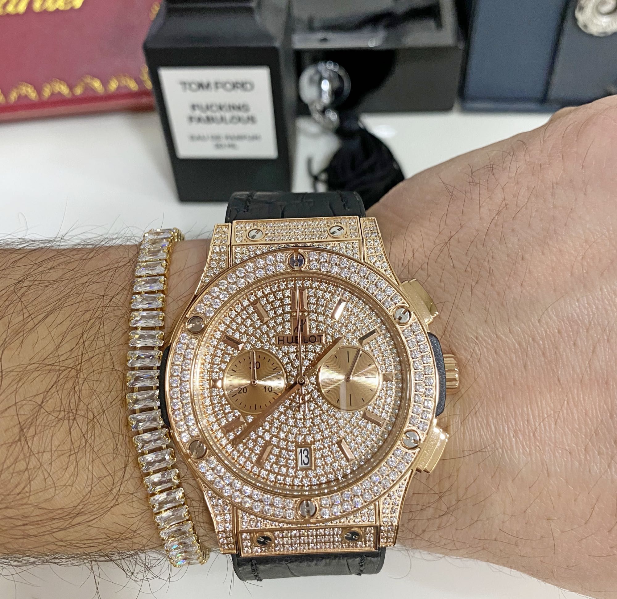 Full Diamond Gold Slim / ceas bărbat cu diamante