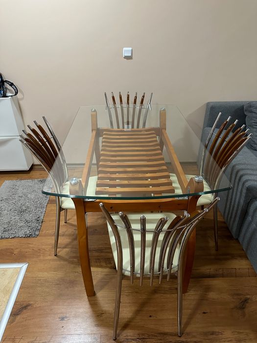 Маса за хранене с 4 стола МАСИВ