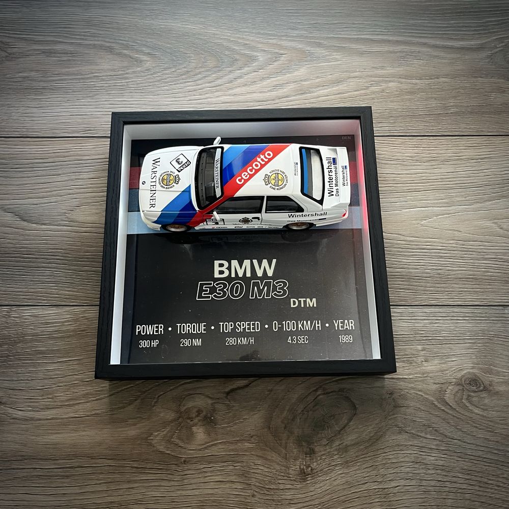 Shadowbox BMW E30 M3 DTM – Ramă cu machetă 1:24