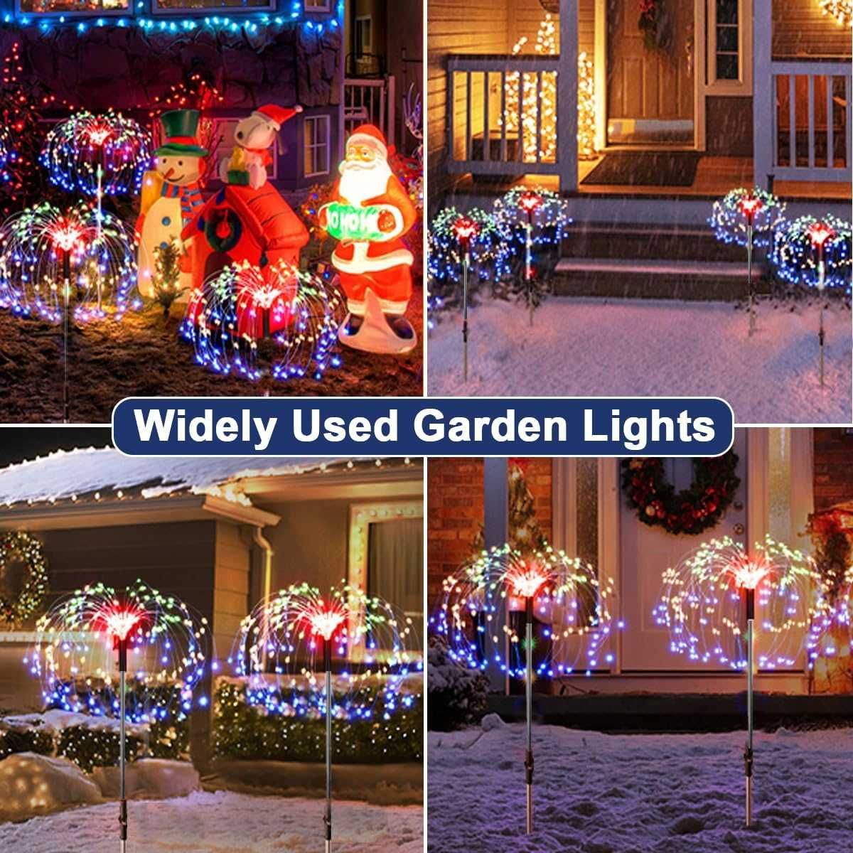 Соларни градински лампи Joycome 4 x 120 LED слънчеви коледни украси,