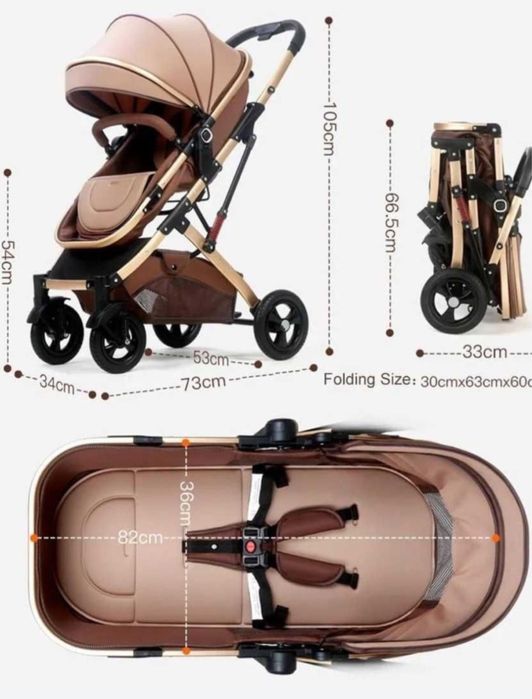 Carucior 2 in 1 cu suspensii transformabil landou-sport culoare Beige