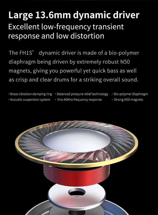 Căști Hi-Fi /Hi-Res AUDIO - pentru audiofili Fiio FH1s Negru