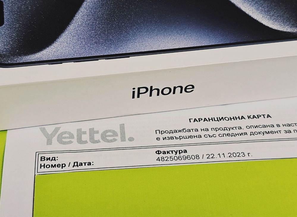 KATO HOB 61 цикли 256GB iPhone 15 Pro Max Гаранция Yettel до 2026 Blue