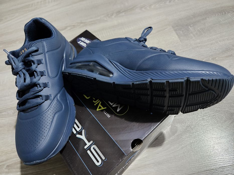 Skechers Pantofi sport de piele ecologica UNO 2-Air Around, Bleumarin,