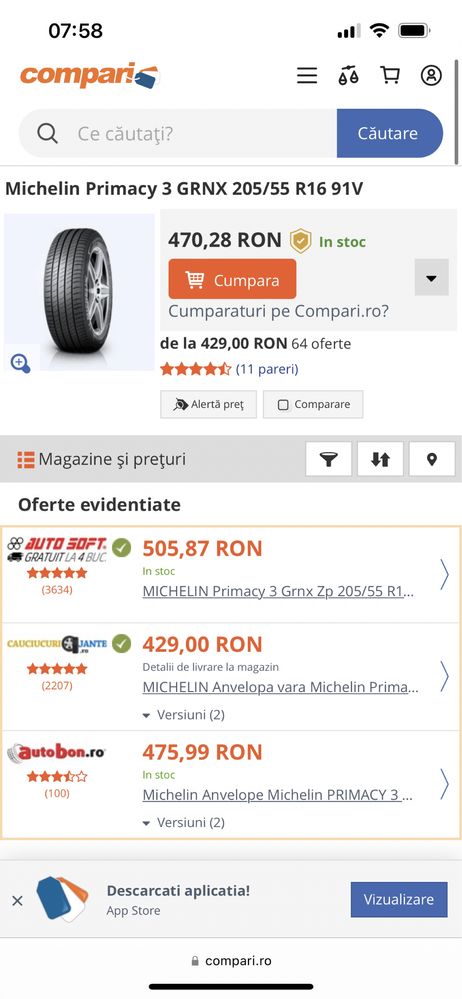 Set Jante Vara noi Octavia, Golf, Leon 205 55 16 Michelin Primacy 2022