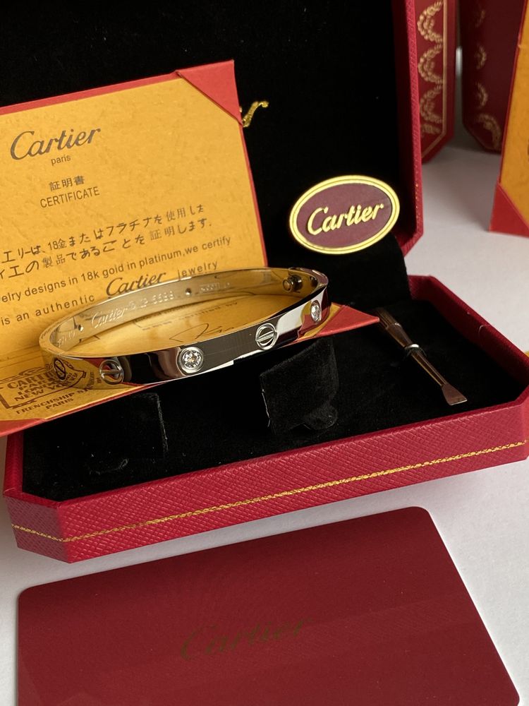 Bratară Cartier LOVE 19 Aur Alb 750 cu Diamante