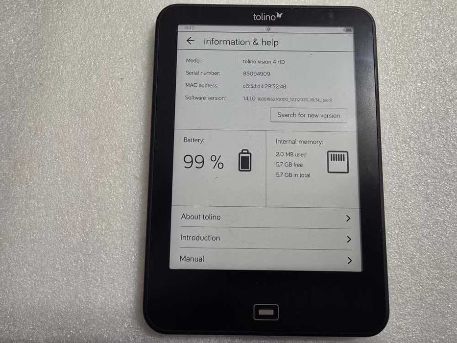 e-Book Tolino Vision 4HD eReader E-Ink Carta 6GB, ecran iluminare