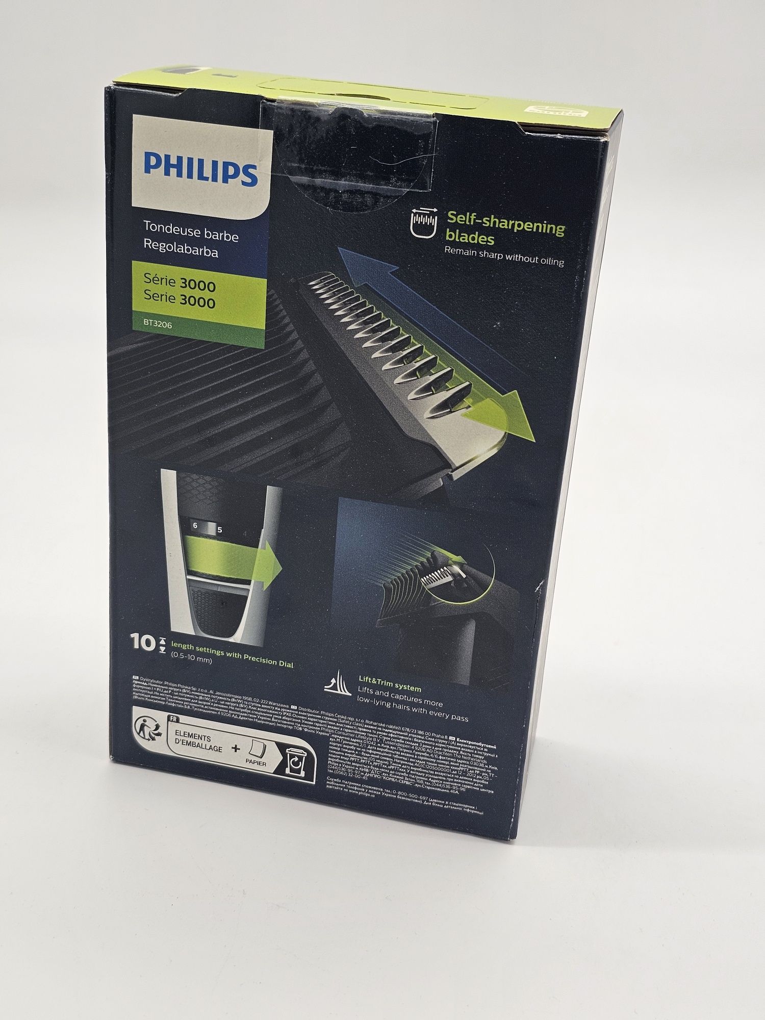 Aparat de tuns barba Philips BT3206/14, Lame din inox 0.5-10mm, Alb/Ne